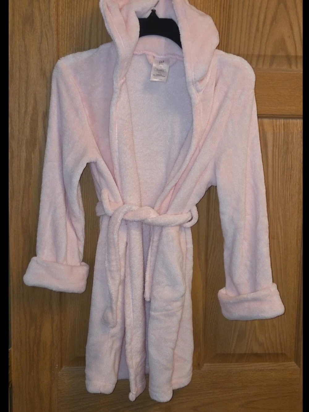 Girls GAP Plush Hooded Robe- Pale Pink. Size 10